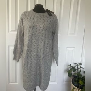 Sweater dress pointelle crochet knit womens large